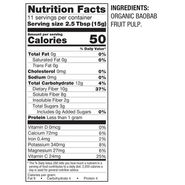 BetterBody Foods Organic Baobab Powder with Electrolytes, Iron, and Vitamin C (6 oz.)